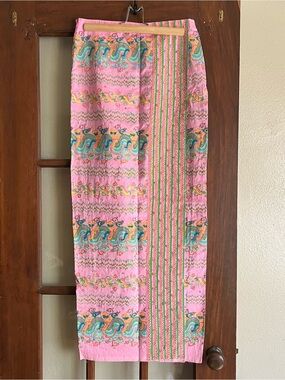 Pink Multicolor Textured Maxi Skirt (4)